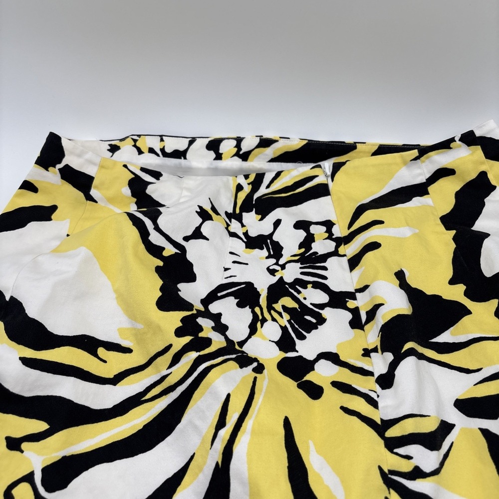 Express Design Studio Skirt Women's Size 12 Floral Design Yellow White Black Zip - Picture 14 of 16